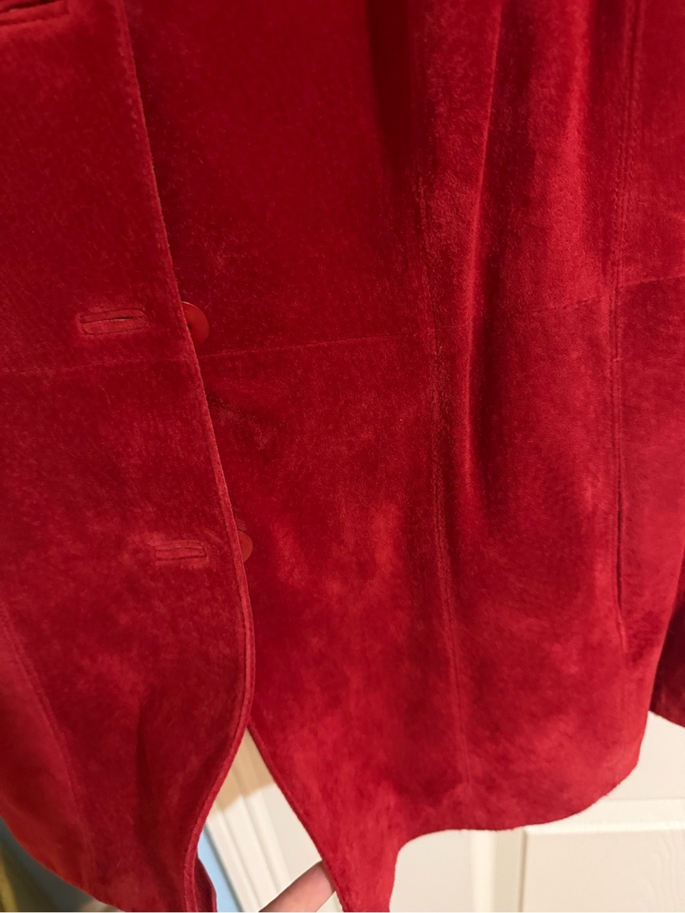 le chate Women’s Red Suede Blazer Jacket - Picture 5 of 13